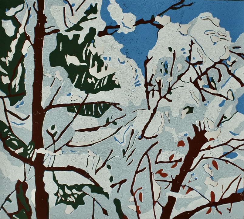 Linoldruck &ndash; Schnee II