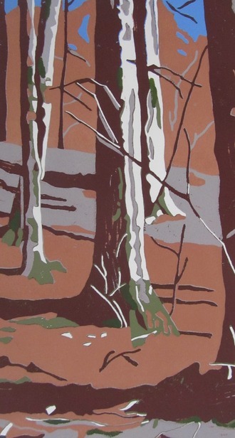 Linoldruck &ndash; Wald II
