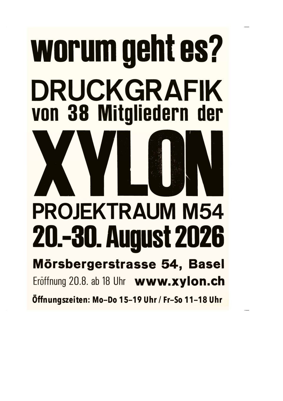 Flyer zu Eine Ausstellung der XYLON Schweiz in Baselim Programm der Kunsttage Basel vom 28.-30. Augustwww.kunsttagebasel.ch